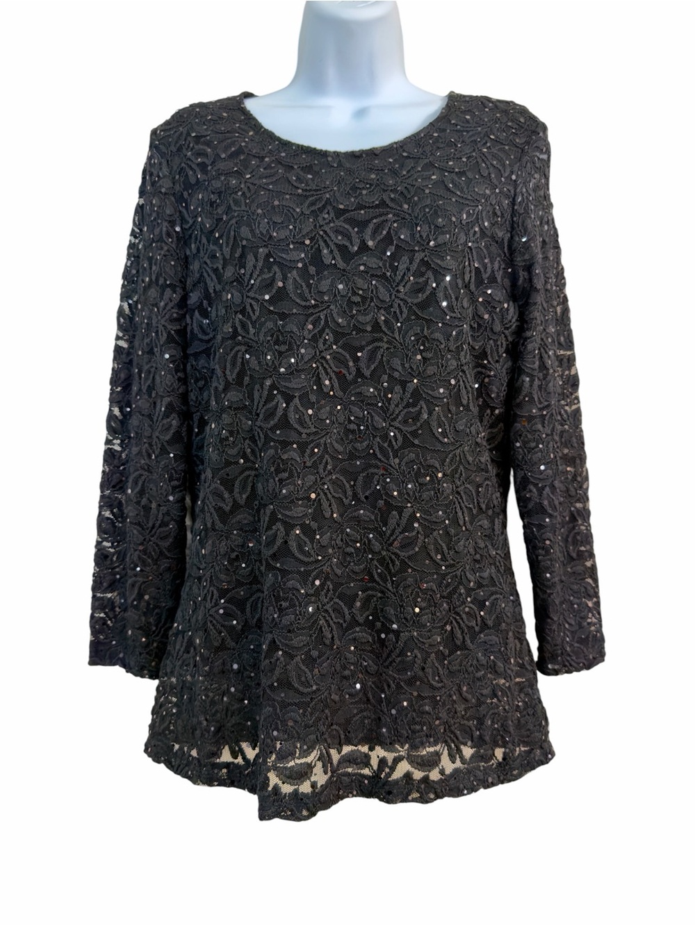 Alex Marie Black Sequin Lace Top Size Medium Evening Formal Evening Cocktail